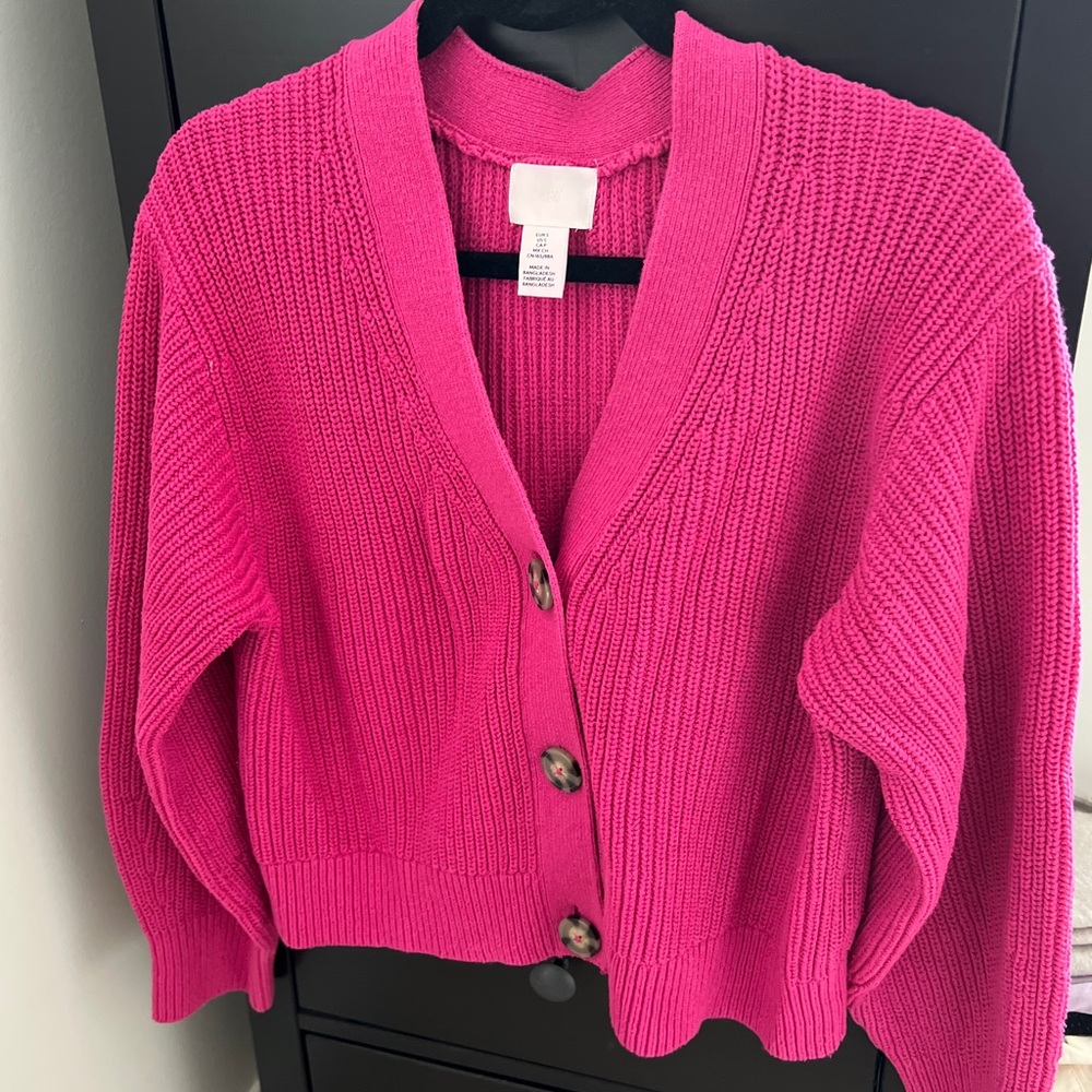 H&M Fuchsia Button-Up Cardigan